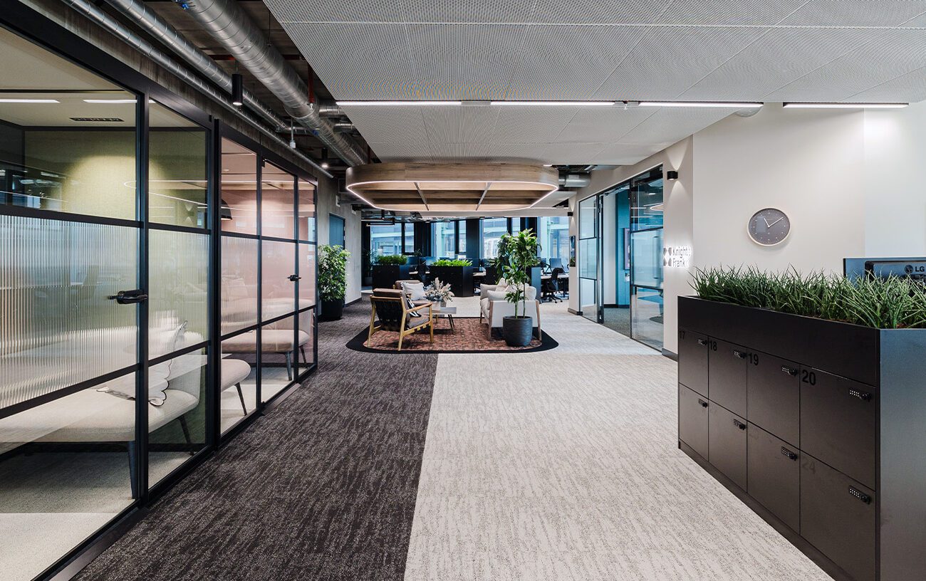 Corporate lounge and seating area at DMS office