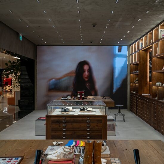 Contemporary flooring and textures in Golden Goose Dubai Mall store