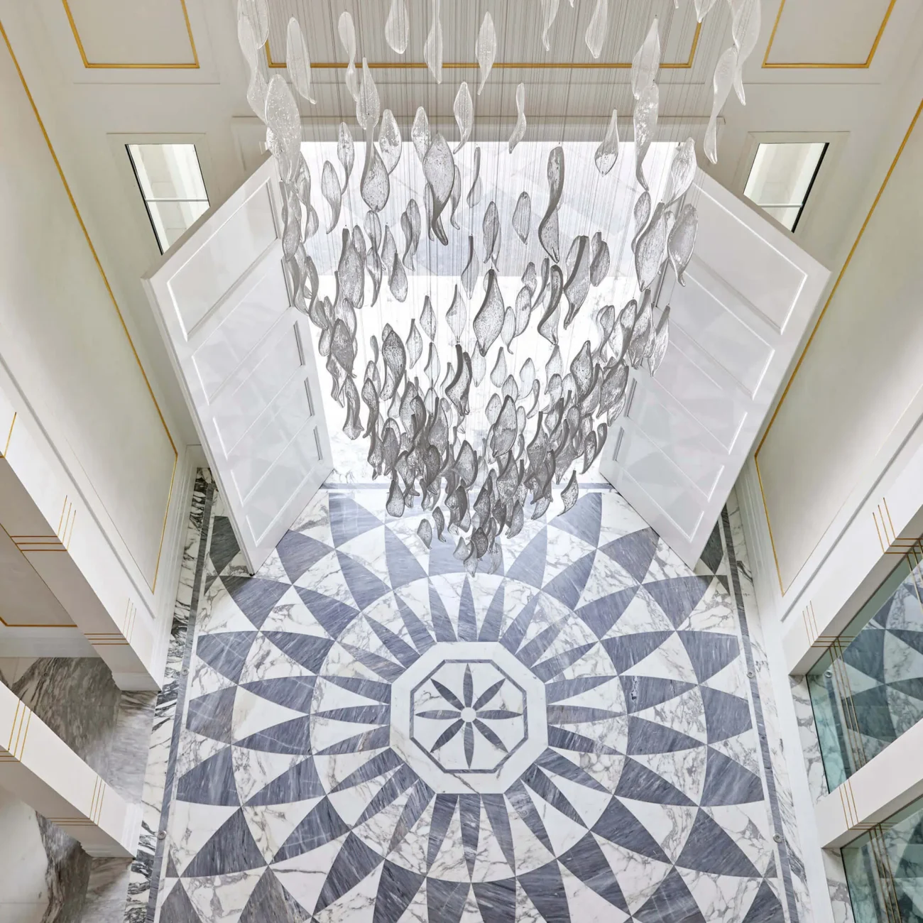 Modern villa front elevation with gated entrance in Dubai