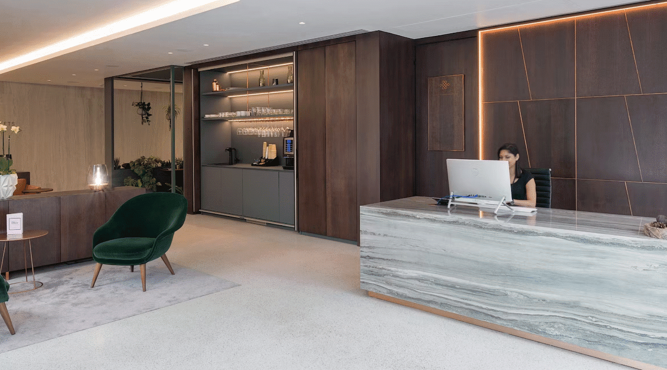 Office reception desk with contemporary design