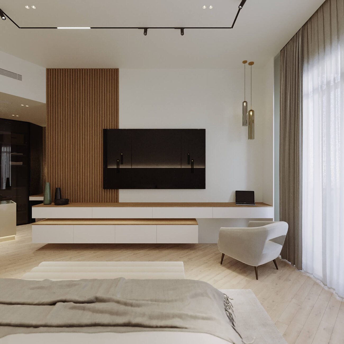 Elegant bedroom interior design in District 1 Meydan private villa