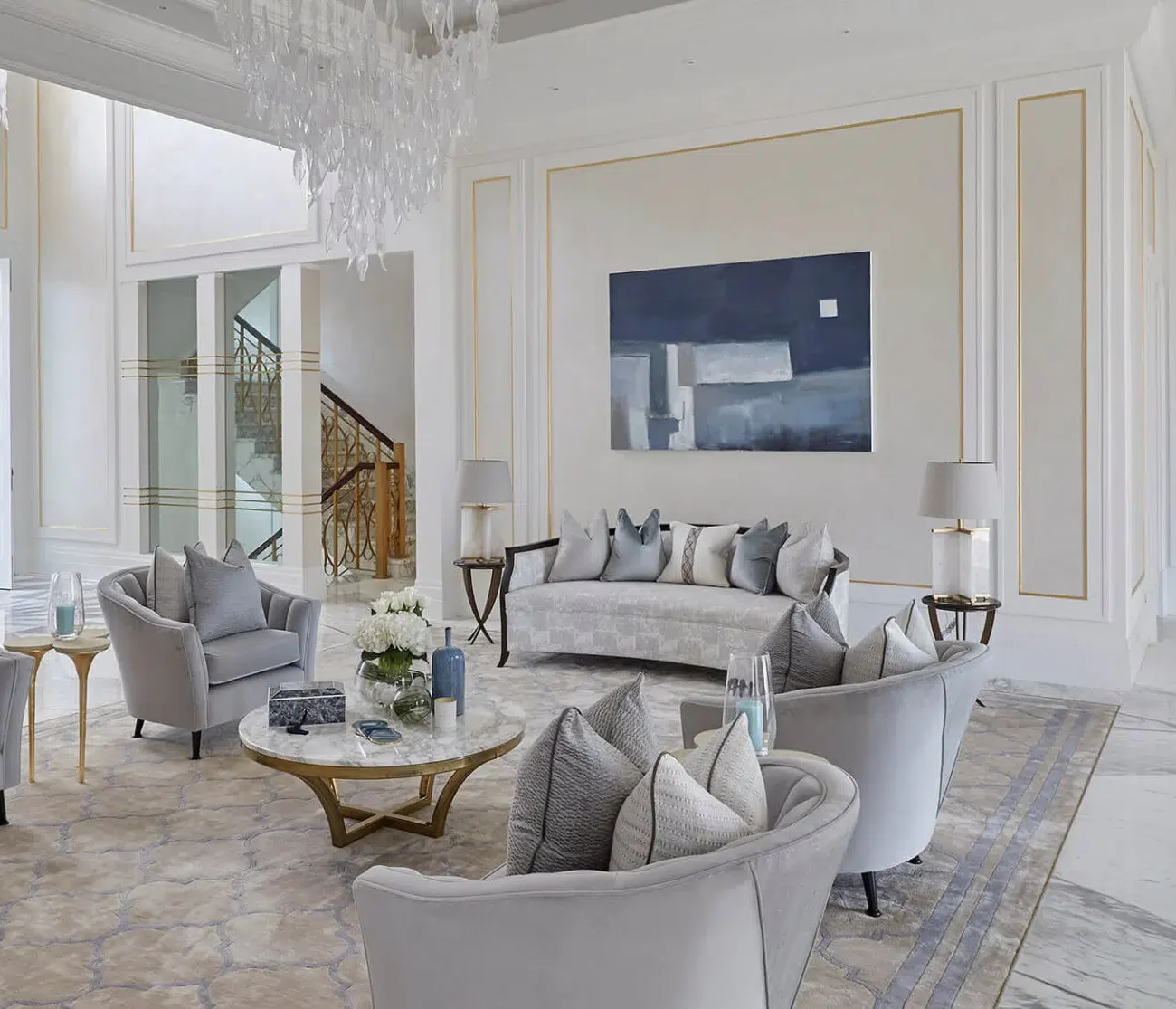 Spacious villa living room interior in Nad Al Shiba Dubai