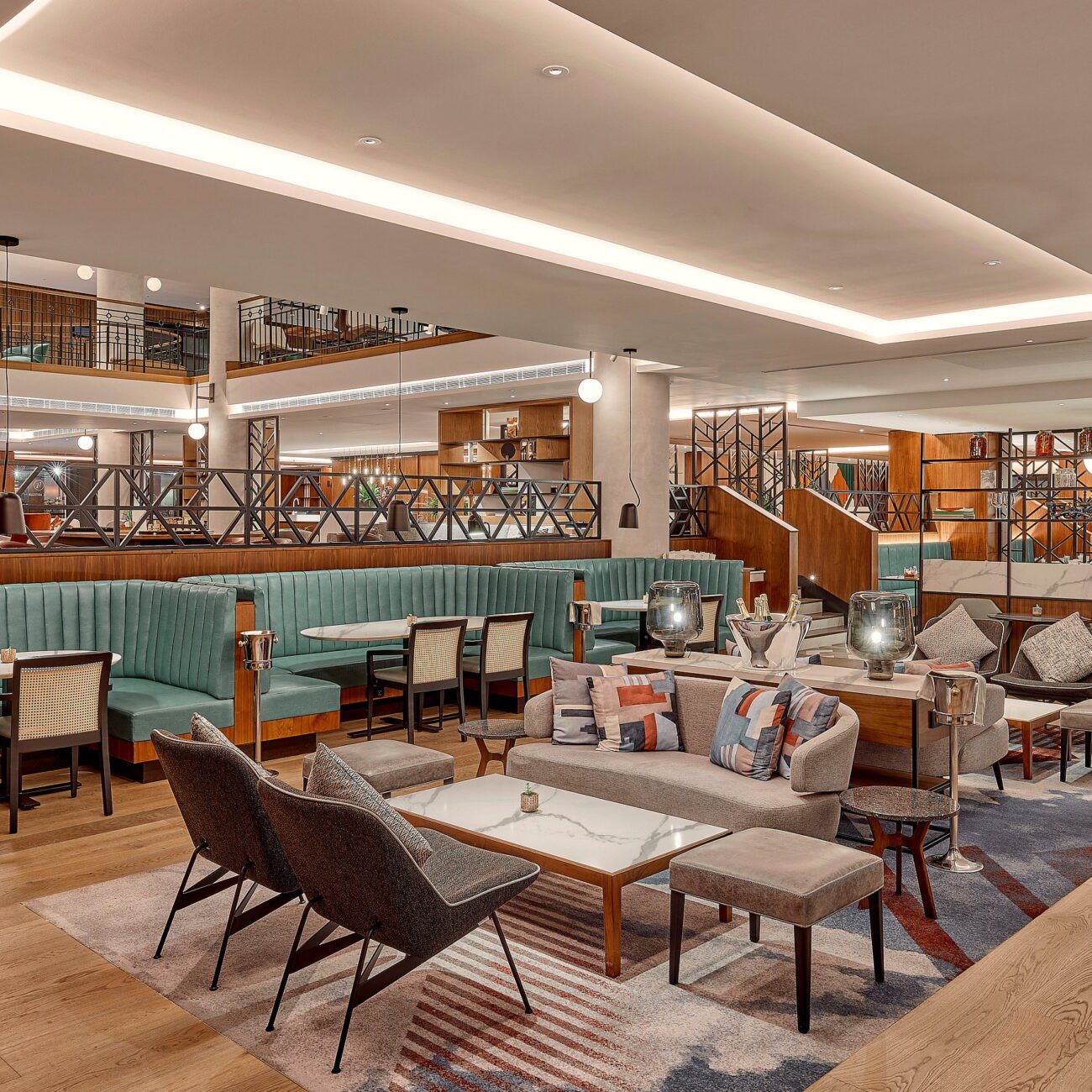 Elegant dining area inside Sahiya Restaurant India with seating arrangement