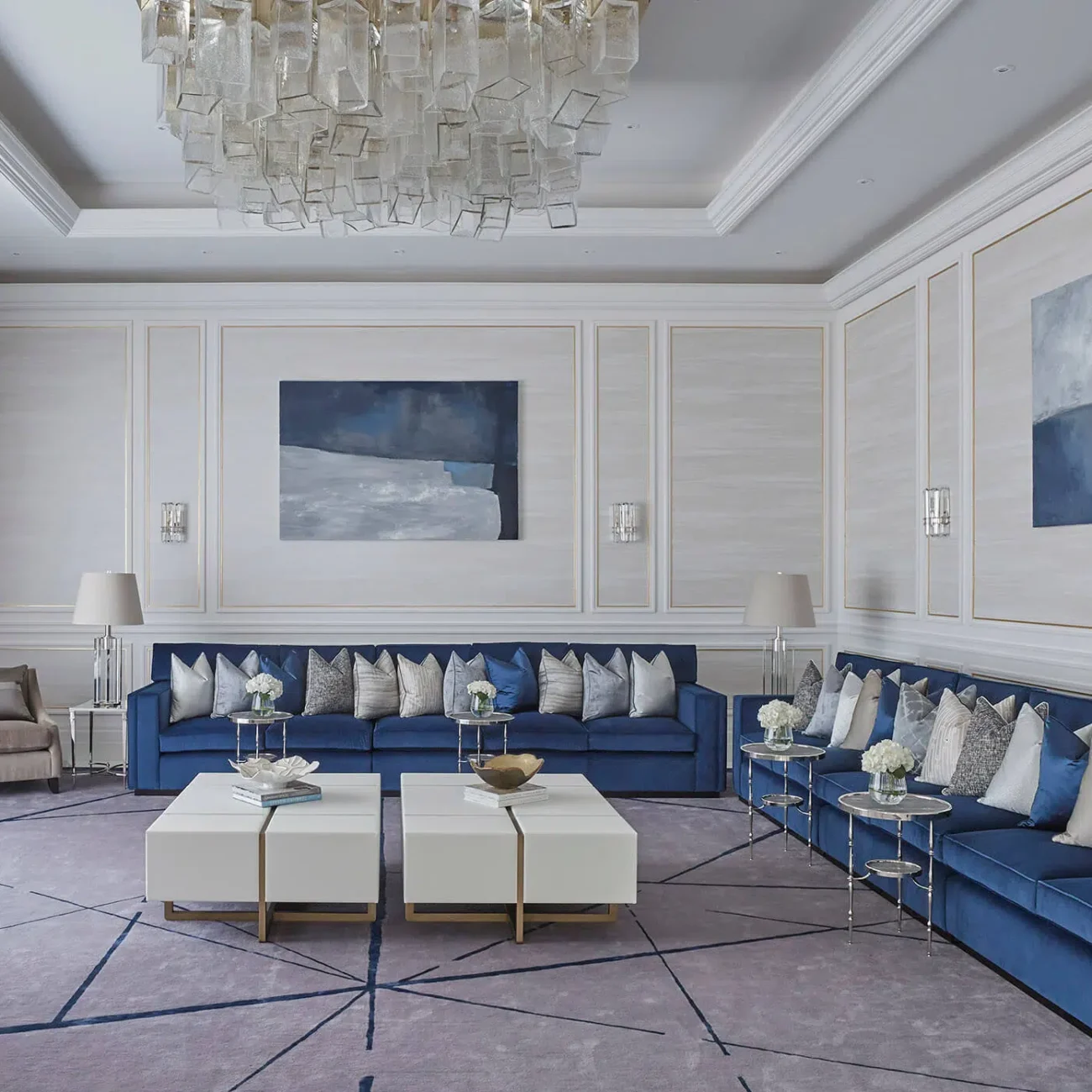 Elegant lounge with modern furniture and soft lighting