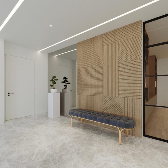 Private villa entrance at District 1 Meydan Dubai with modern architecture