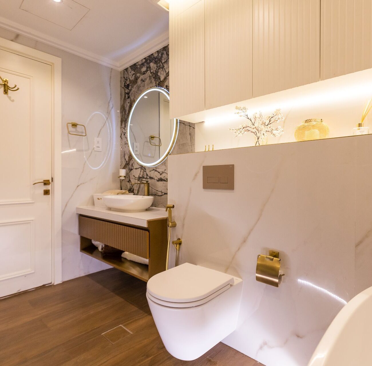 Modern washroom in Jumeirah Village Triangle villa with elegant fittings