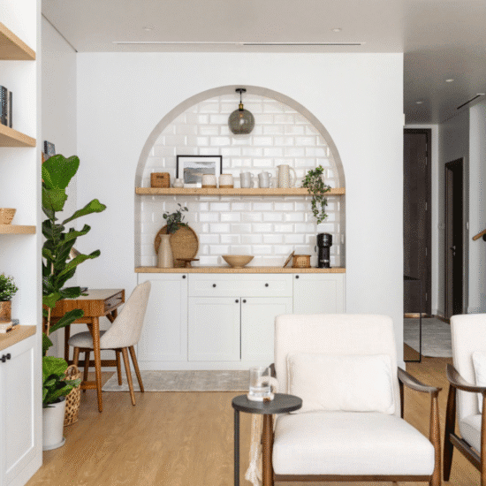 Modern villa living room with large windows and natural light in Dubai