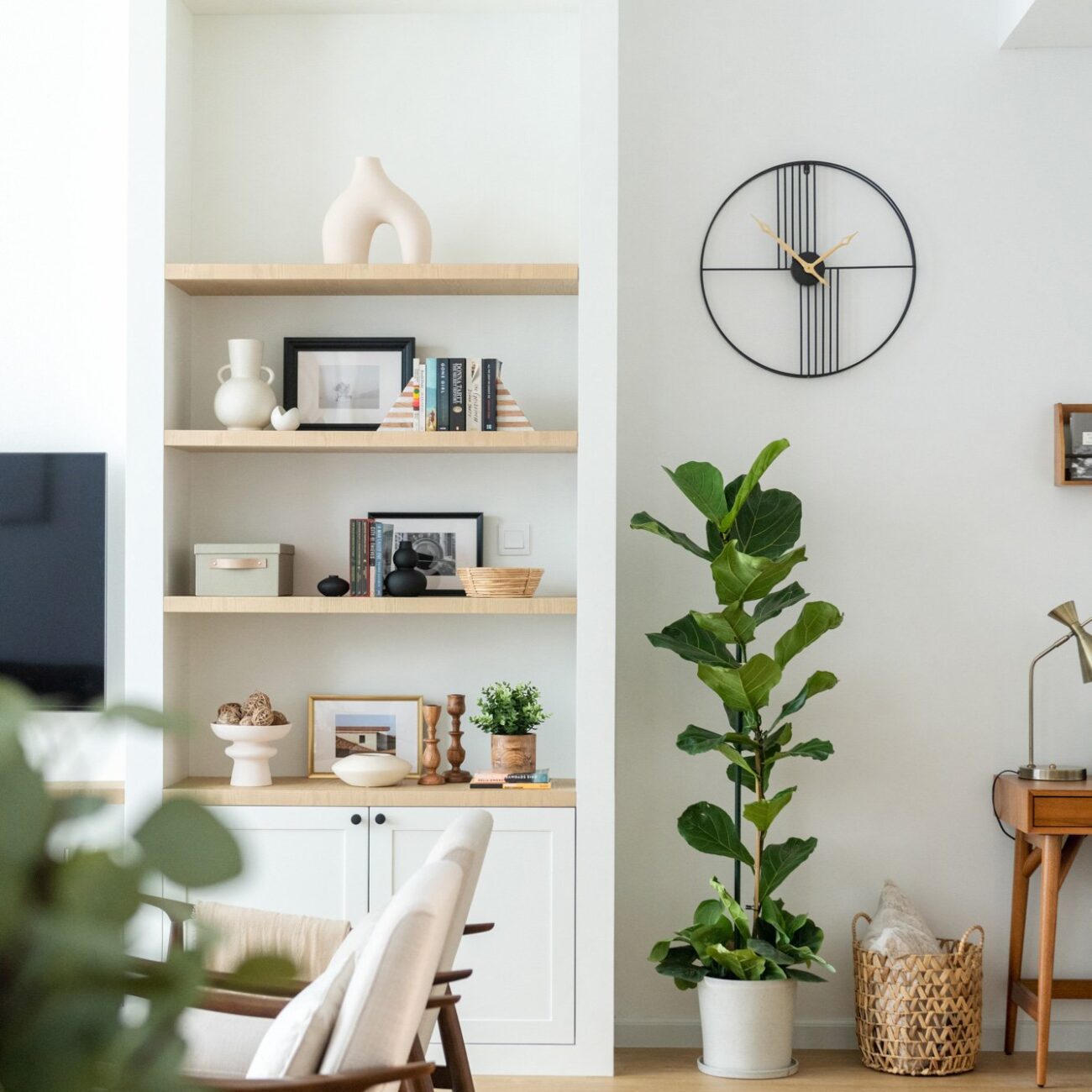 Courtyard Villa living room with modern lighting and interior styling