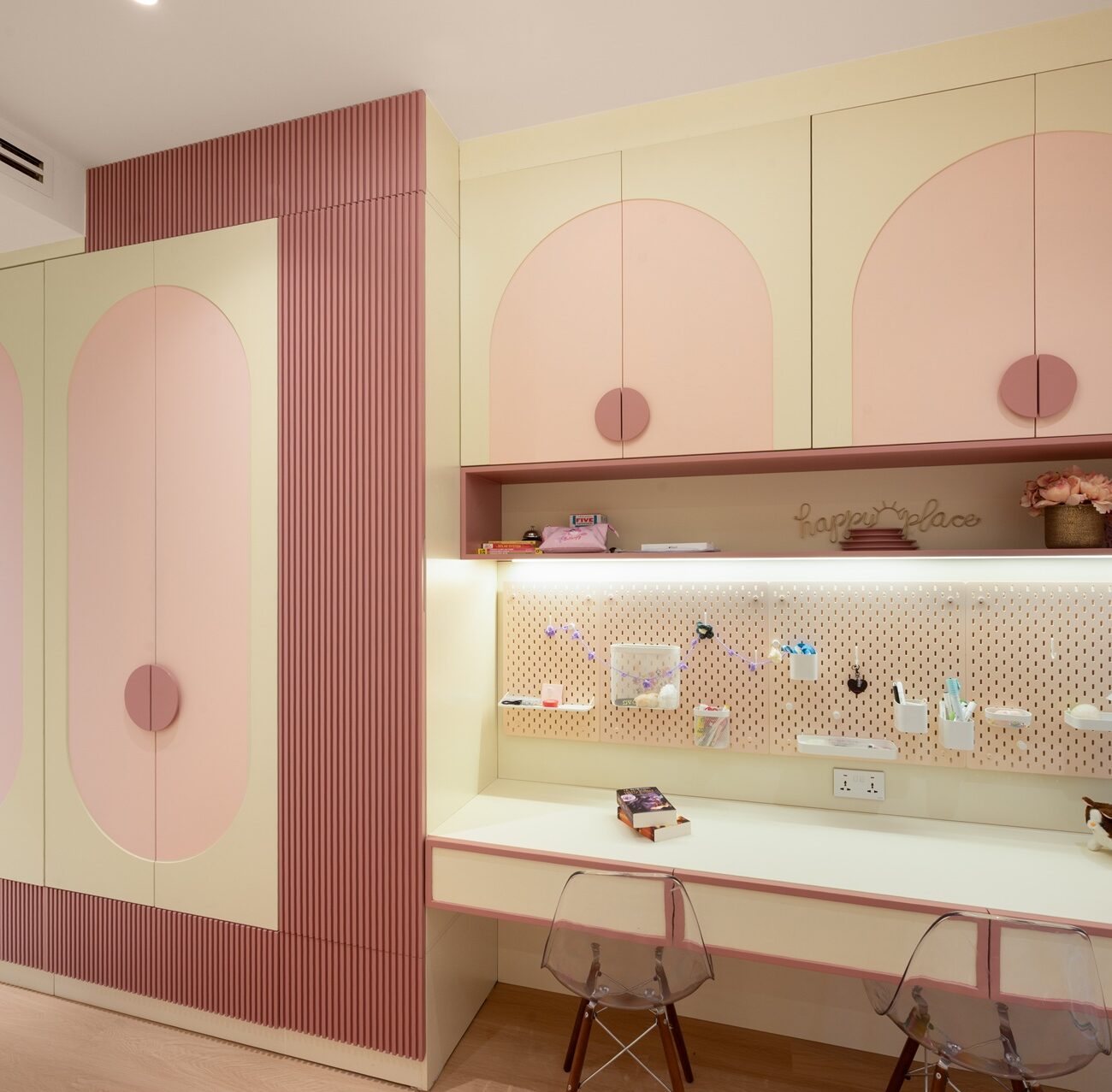 Stylish children’s room interior with cozy furniture in Dubai villa